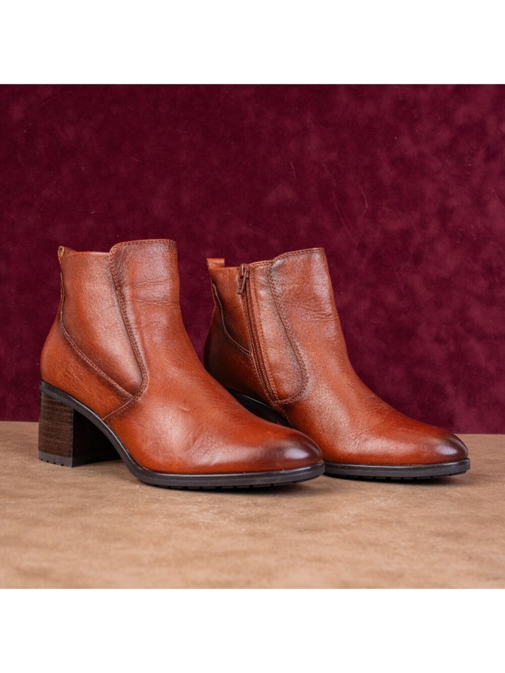 Naturalizer Women Laura Dress Summer Cognac Zip Leather ankle boots sz 7.5